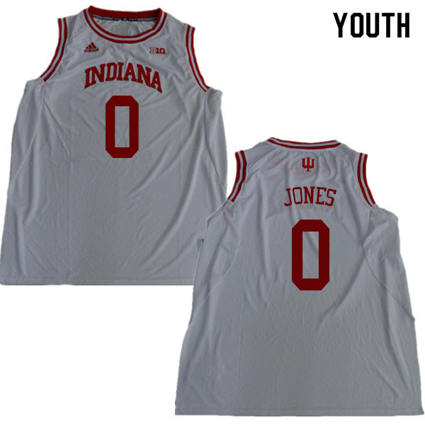 Youth #0 Curtis Jones Indiana Hoosiers College Basketball Jerseys Sale-White